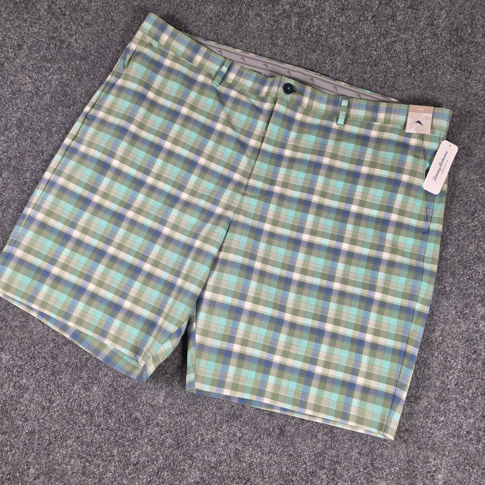 Tommy Bahama Chip Shot Shorts Mens 44 Green Caddie Plaid 9 Golf ST890030 NWT